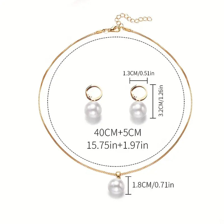 Conjunto de Collar Elegante y Delicado con Perlas