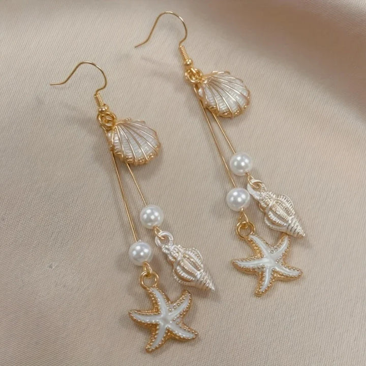 Pendientes Elegantes Concha Estrella y Caracola