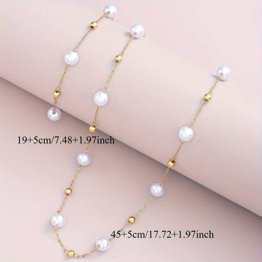 Conjunto de Joyas con Cadena de Perlas Delicadas