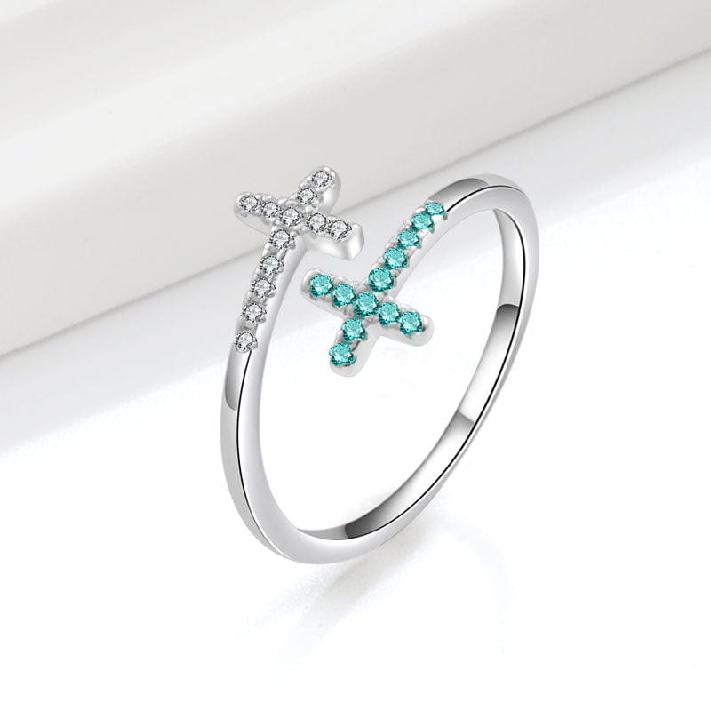 Anillo Cruz Turquesa Ajustable