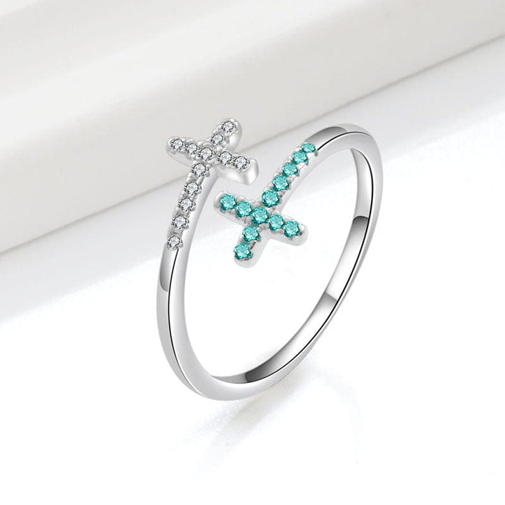Anillo Cruz Turquesa Ajustable