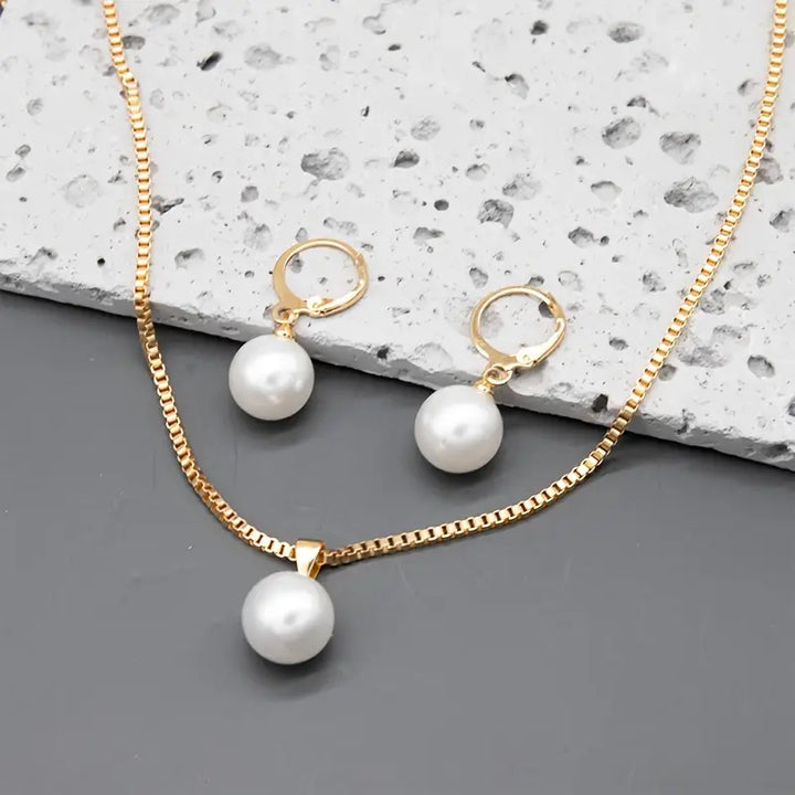 Conjunto de Collar Elegante y Delicado con Perlas