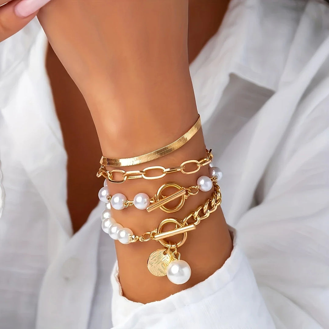 Conjunto de 4 Pulseras de Oro
