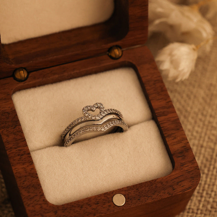 Conjunto Anillos Apilables Corazón
