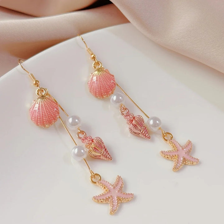 Pendientes Elegantes Concha Estrella y Caracola