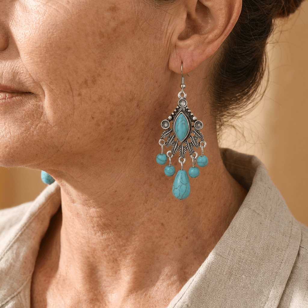 Pendientes Candelabro Turquesa Colgantes
