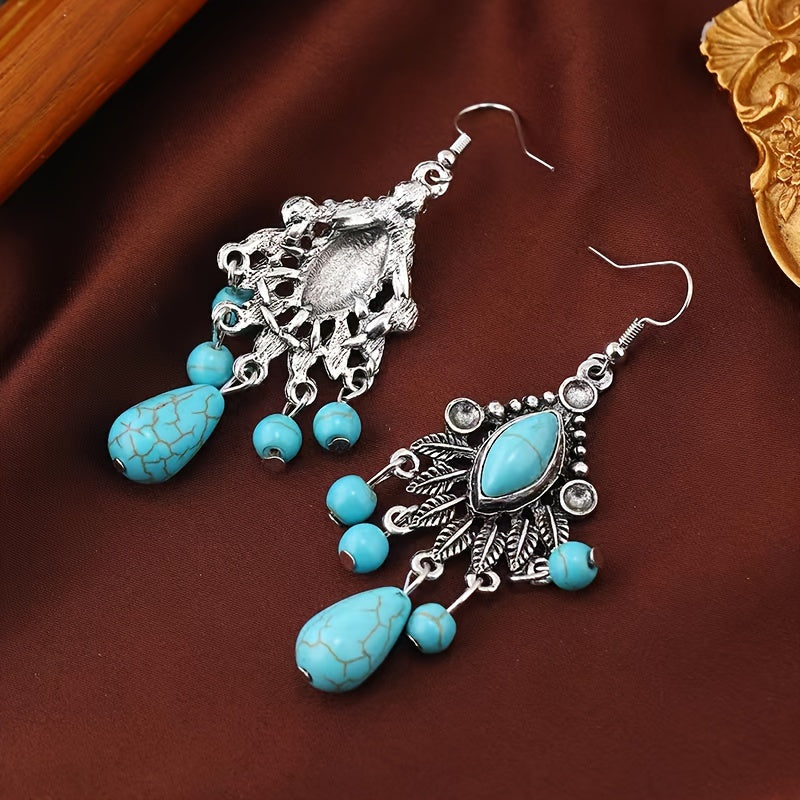 Pendientes Candelabro Turquesa Colgantes