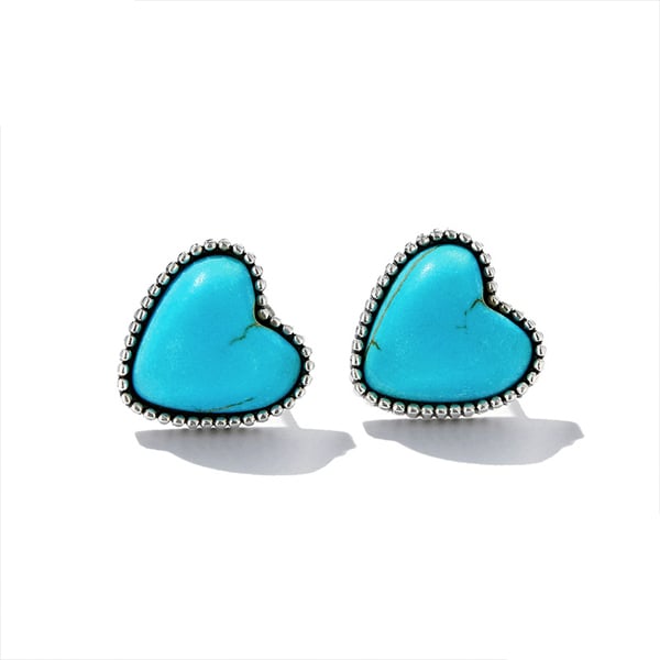 Pendientes Corazón Turquesa Plateados