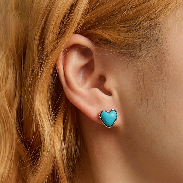 Pendientes Corazón Turquesa Plateados