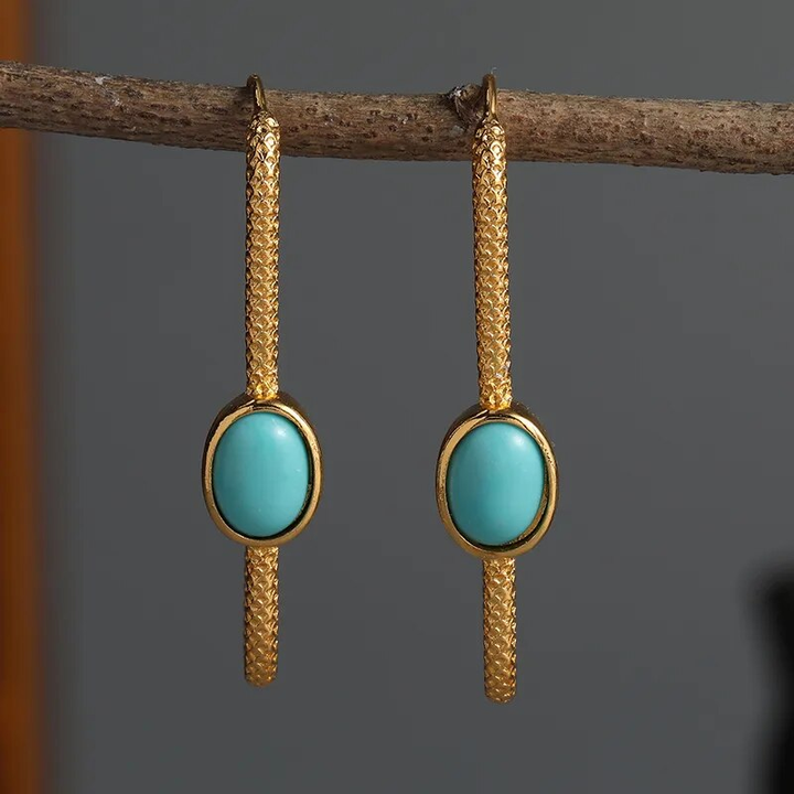 Pendientes Barra Turquesa de Oro