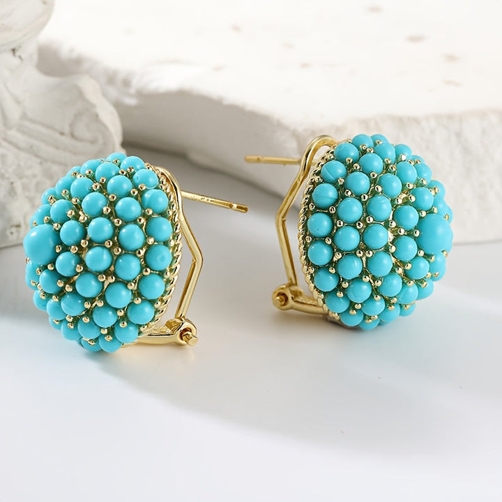 Pendientes Botón Racimo Turquesa