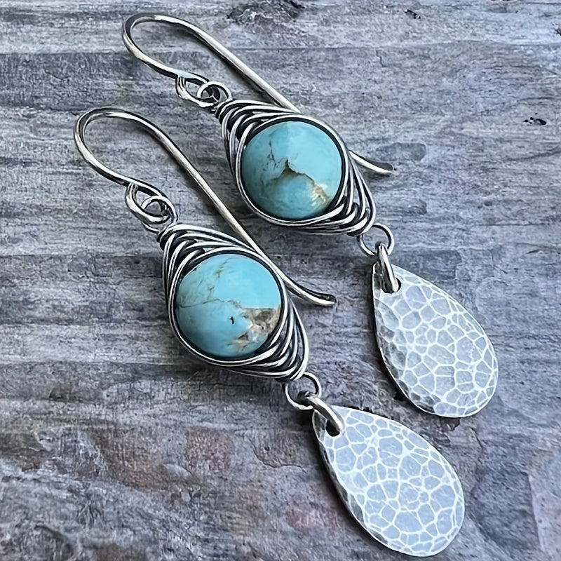 Pendientes Alambre Turquesa y Plata