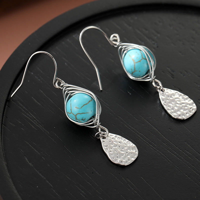 Pendientes Alambre Turquesa y Plata