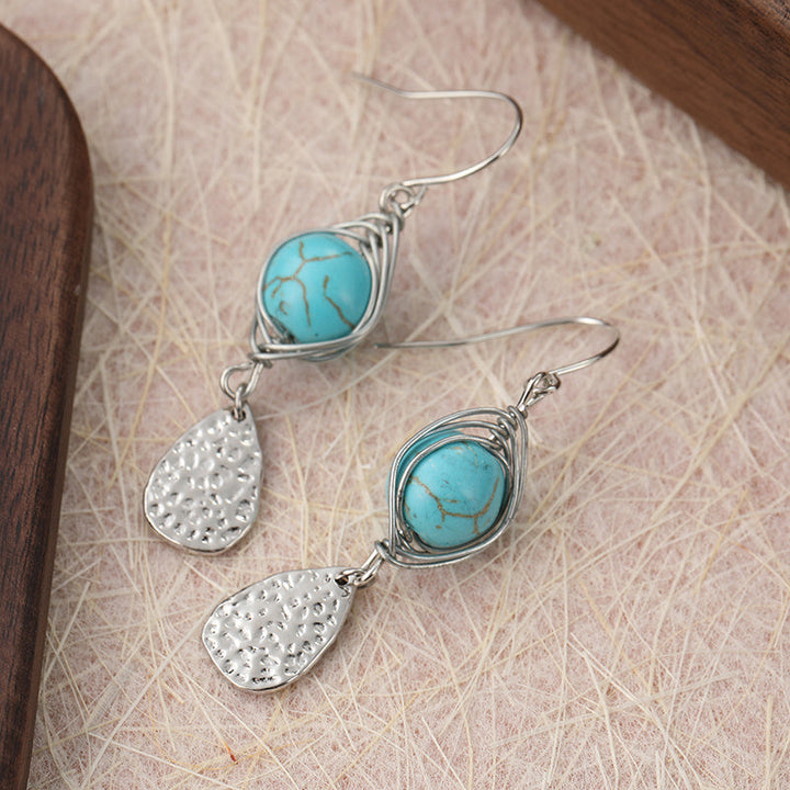 Pendientes Alambre Turquesa y Plata