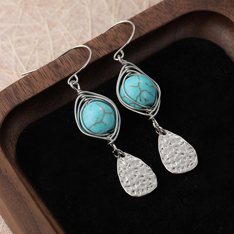 Pendientes Alambre Turquesa y Plata