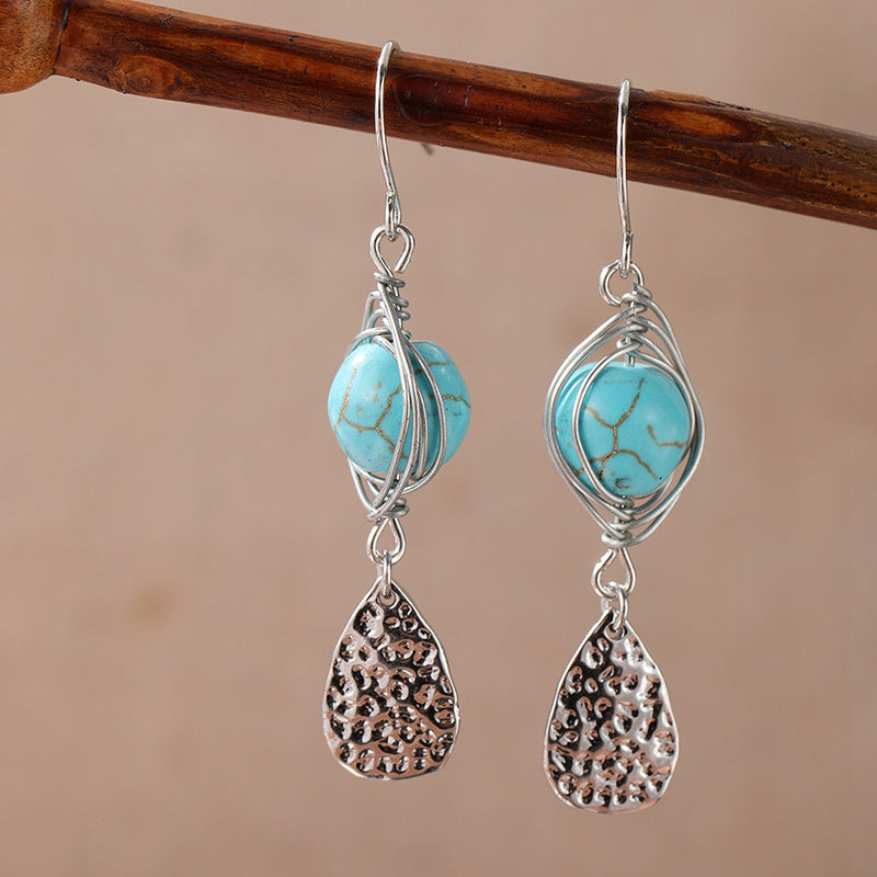 Pendientes Alambre Turquesa y Plata