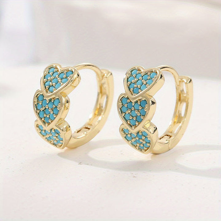 Aros Corazón Turquesa de Oro