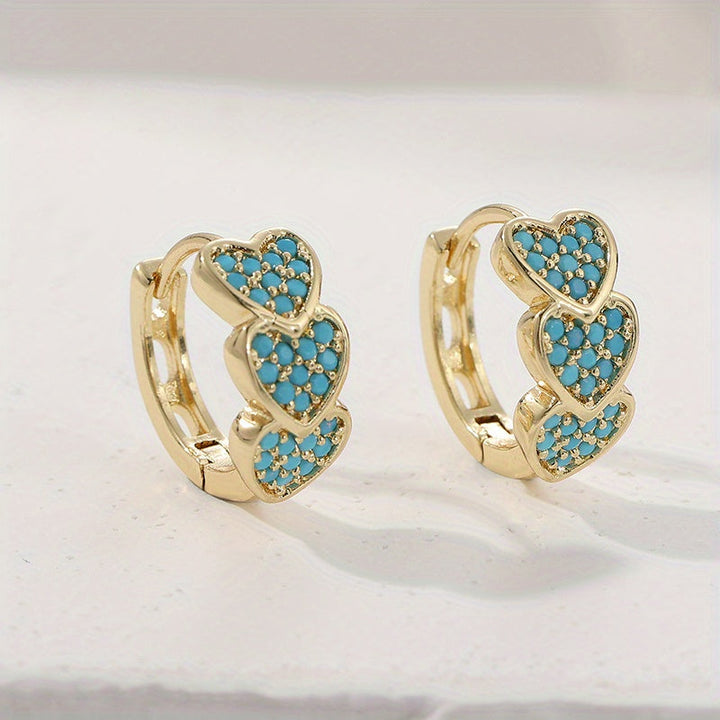Aros Corazón Turquesa de Oro