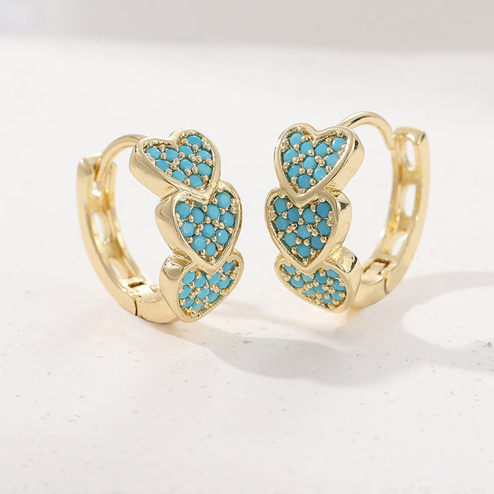 Aros Corazón Turquesa de Oro