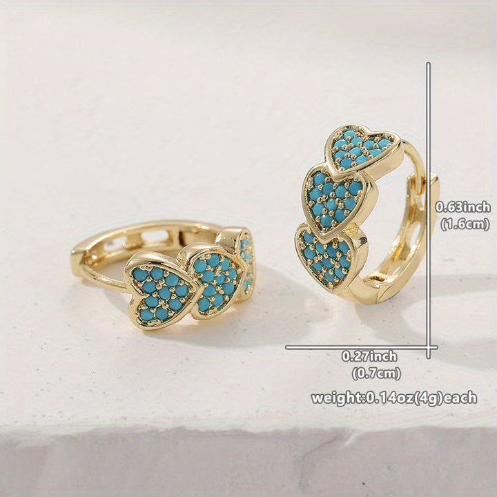 Aros Corazón Turquesa de Oro