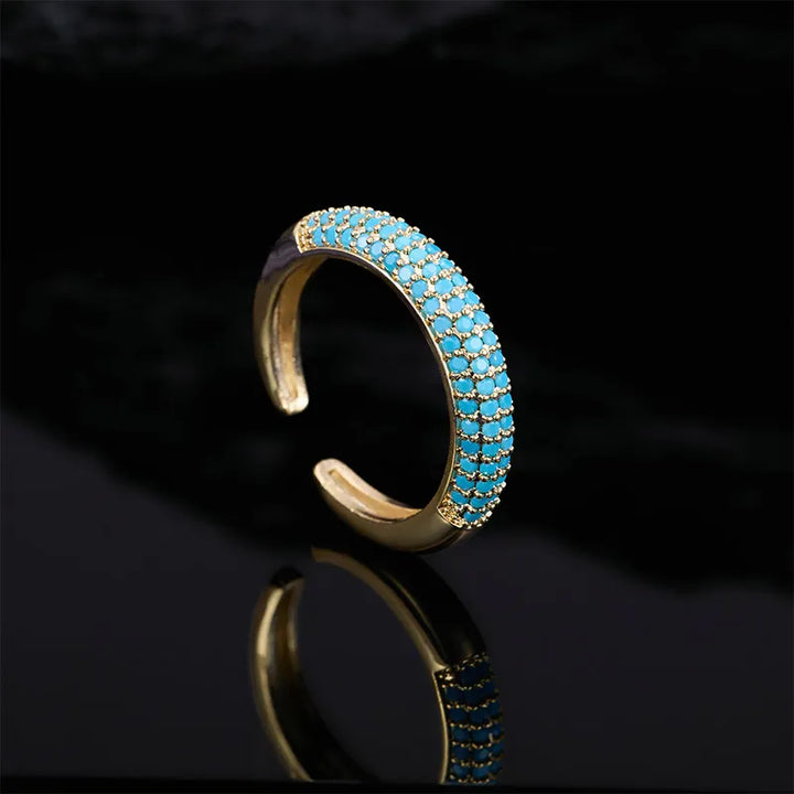 Anillo Pavé Turquesa de Oro