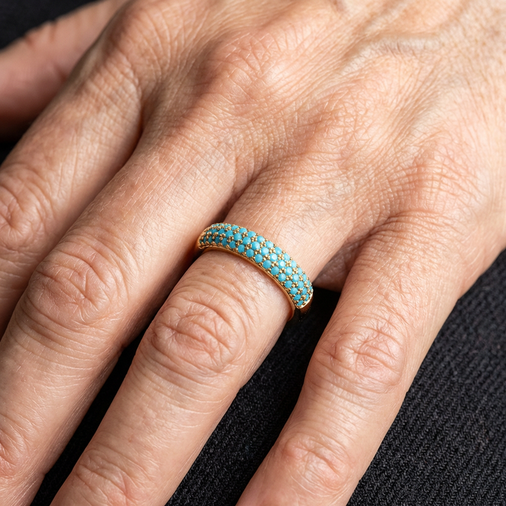 Anillo Pavé Turquesa de Oro