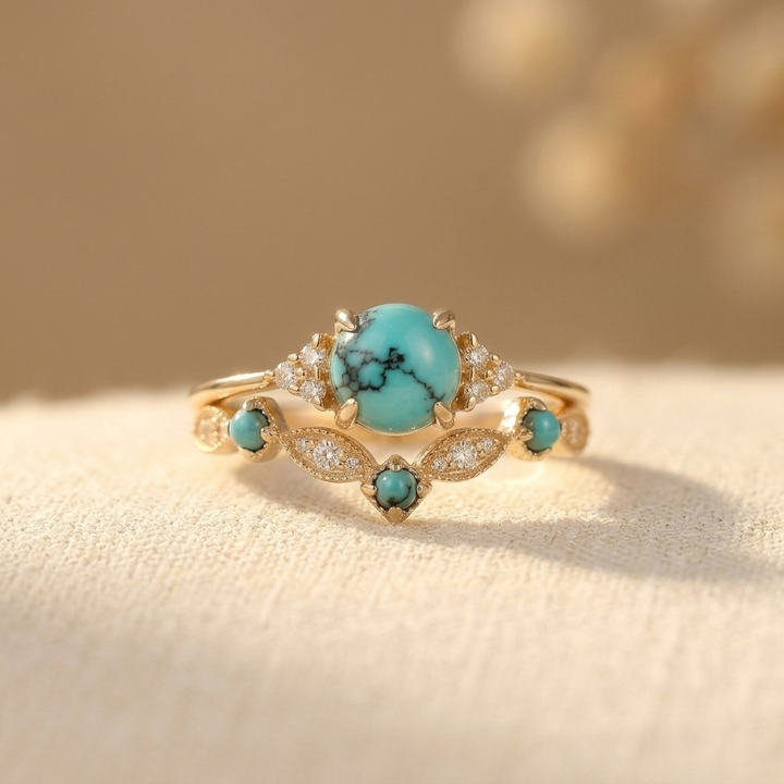 Anillo Turquesa Delicado Oro Rosa