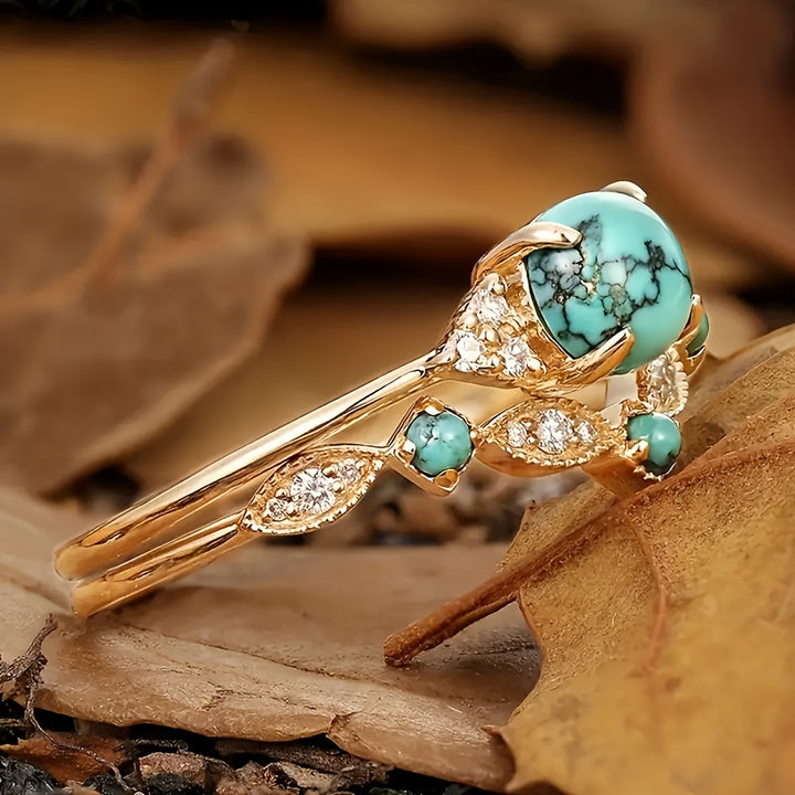 Anillo Turquesa Delicado Oro Rosa