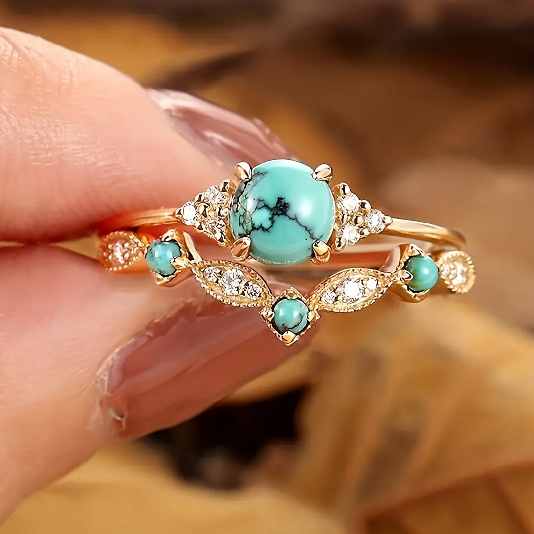 Anillo Turquesa Delicado Oro Rosa