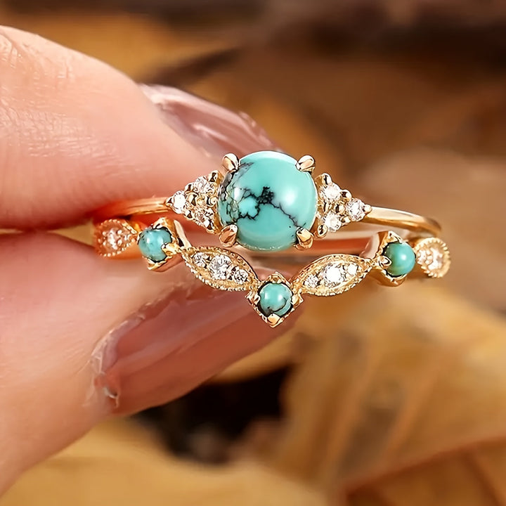 Anillo Turquesa Delicado Oro Rosa