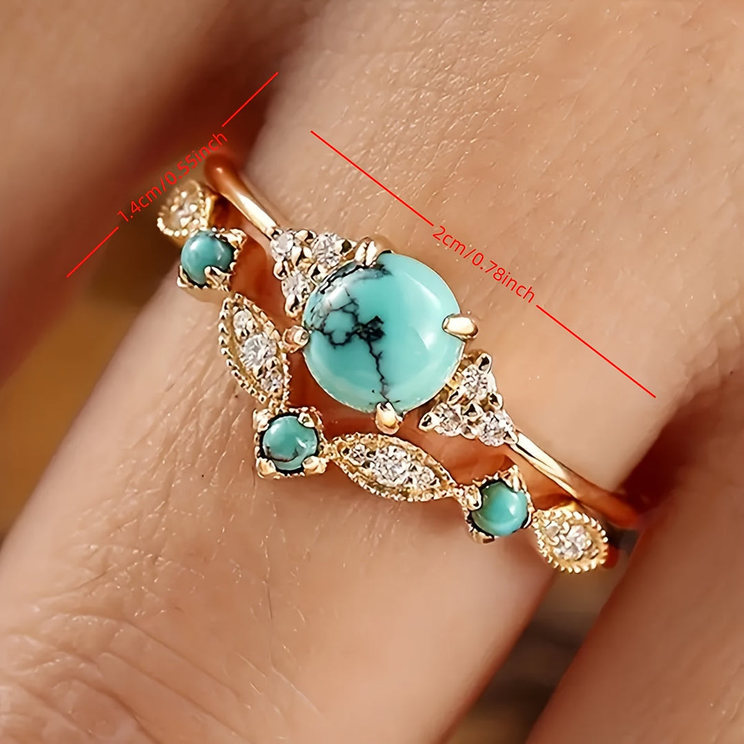 Anillo Turquesa Delicado Oro Rosa