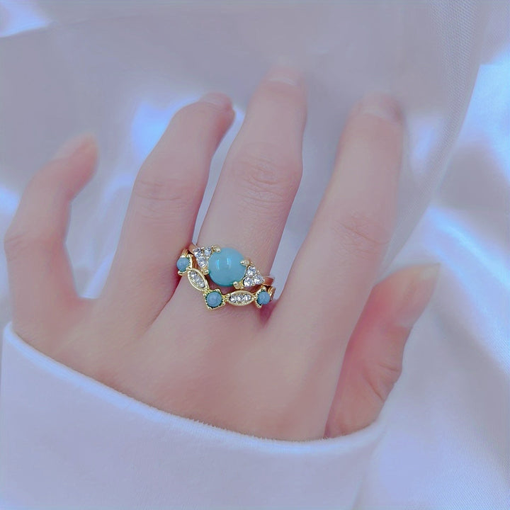 Anillo Turquesa Delicado Oro Rosa