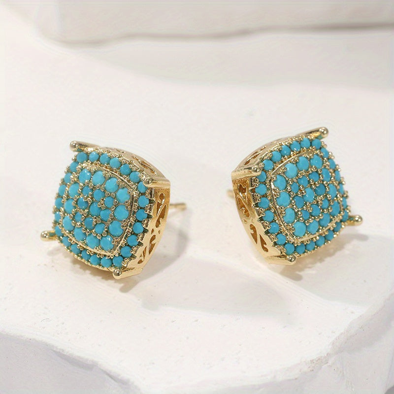 Pendientes Cuadrados Turquesa Elegantes