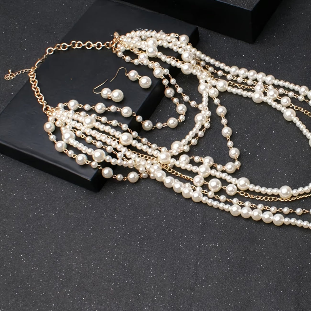 Conjunto de Declaración en Perlas Multi-Capa Boho