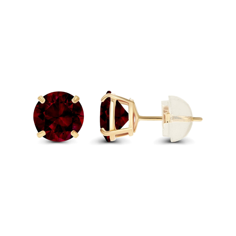 Pendientes stud redondos de rubí Oro