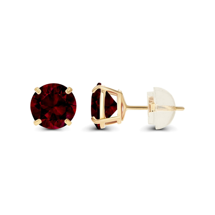 Pendientes stud redondos de rubí Oro