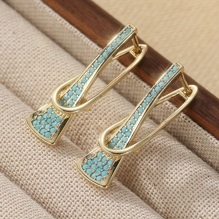 Pendientes Geométricos Turquesa de Oro