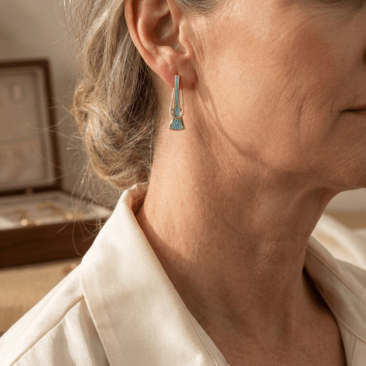 Pendientes Geométricos Turquesa de Oro