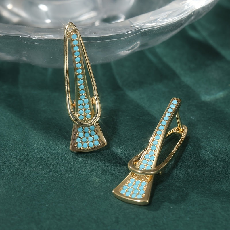 Pendientes Geométricos Turquesa de Oro