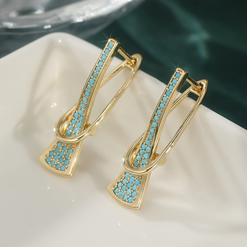 Pendientes Geométricos Turquesa de Oro