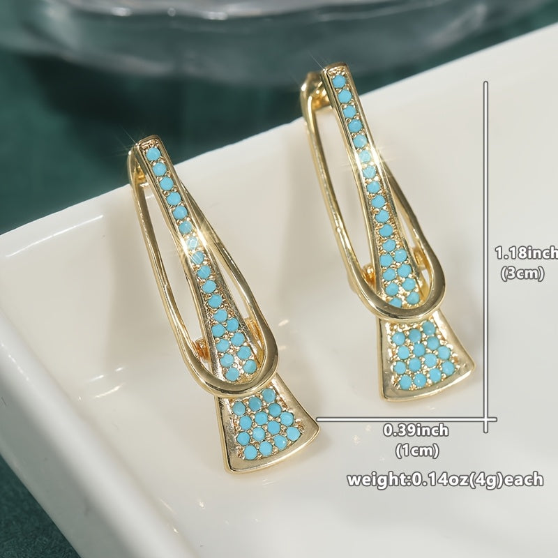 Pendientes Geométricos Turquesa de Oro