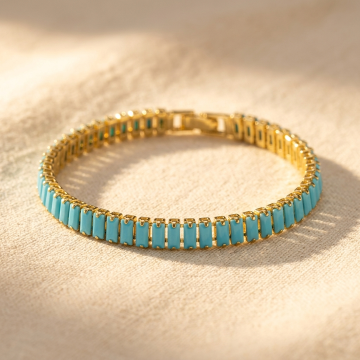 Pulsera Rectángulos Turquesa de Oro