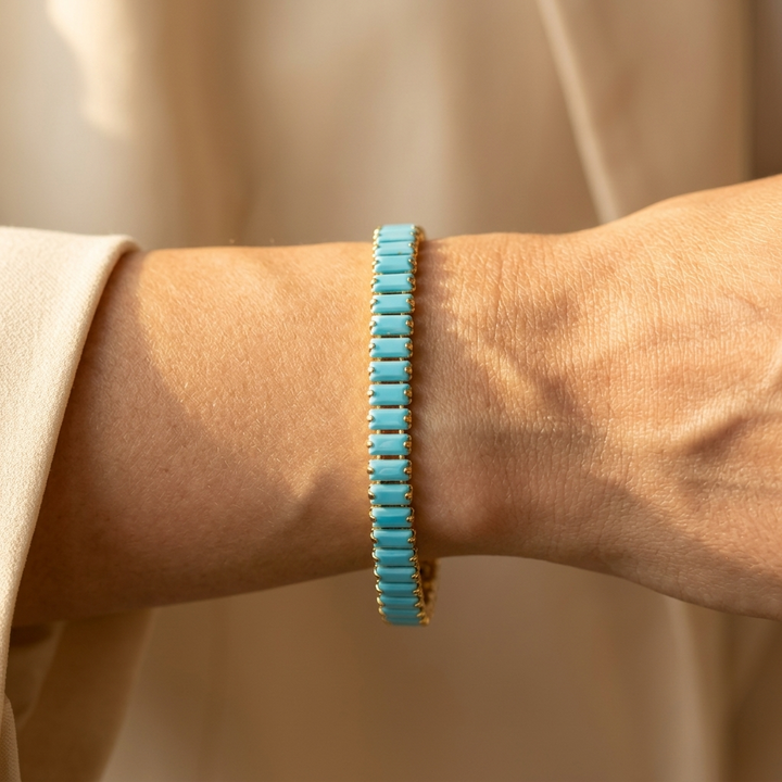 Pulsera Rectángulos Turquesa de Oro
