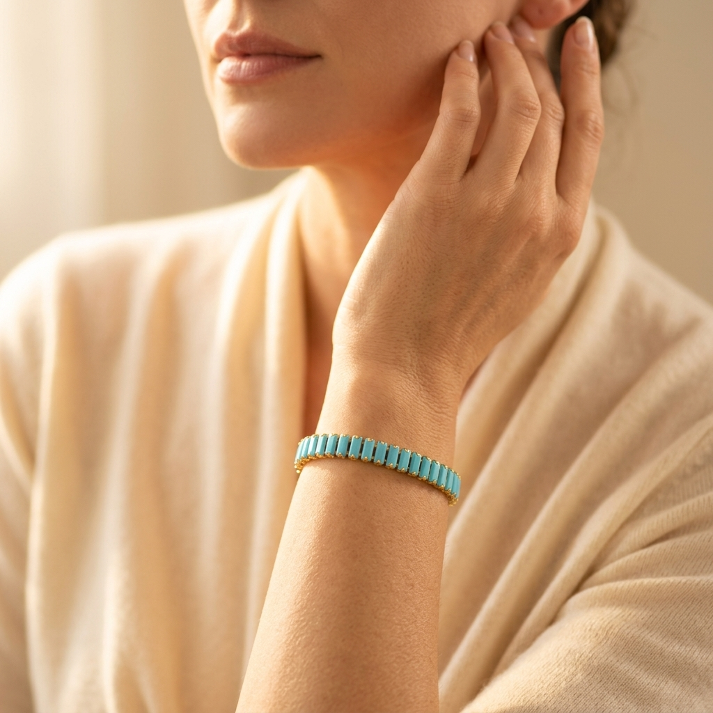 Pulsera Rectángulos Turquesa de Oro