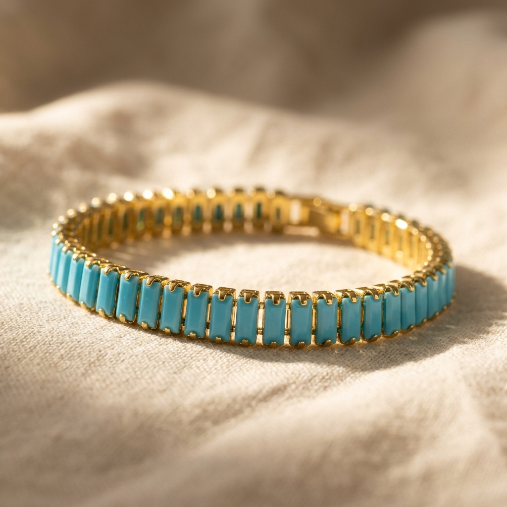 Pulsera Rectángulos Turquesa de Oro