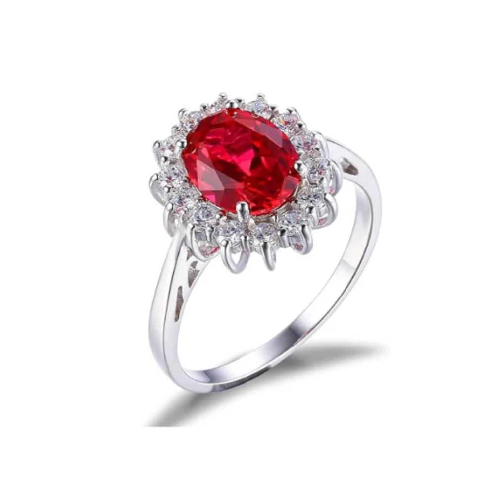 Anillo Clásico con Halo Rojo