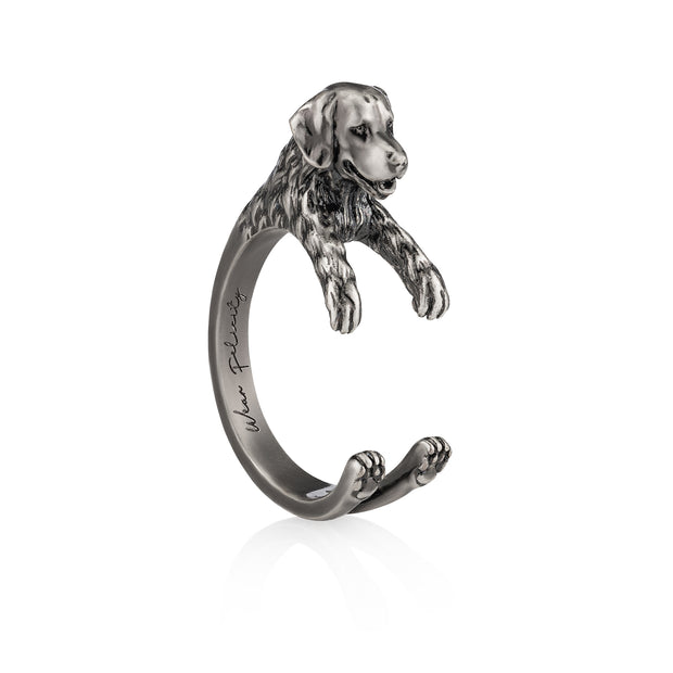 Anillo Golden Retriever envolvente, plata