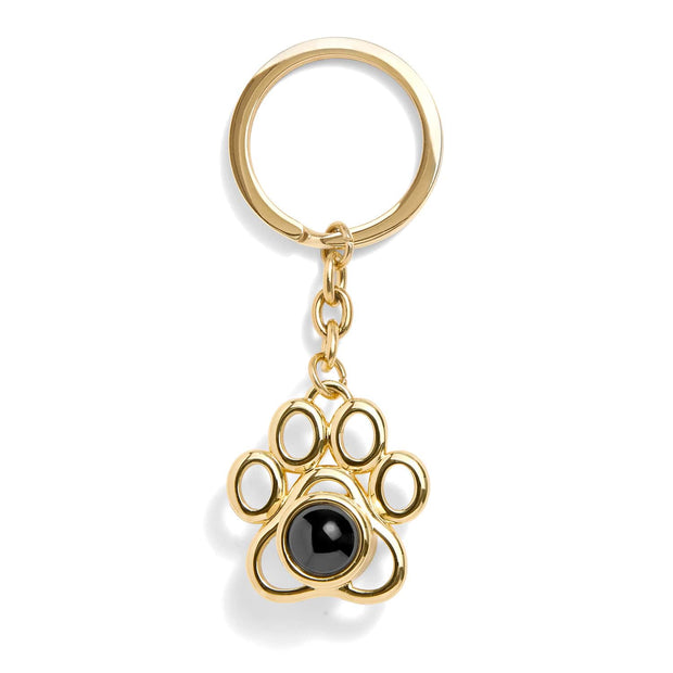 Llavero personalizado con foto de mascota, oro