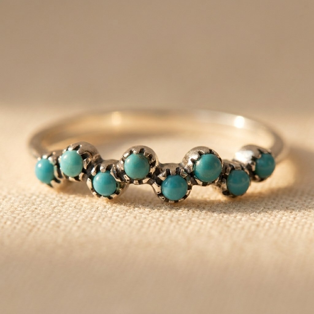 Anillo Fino Cuentas Turquesa