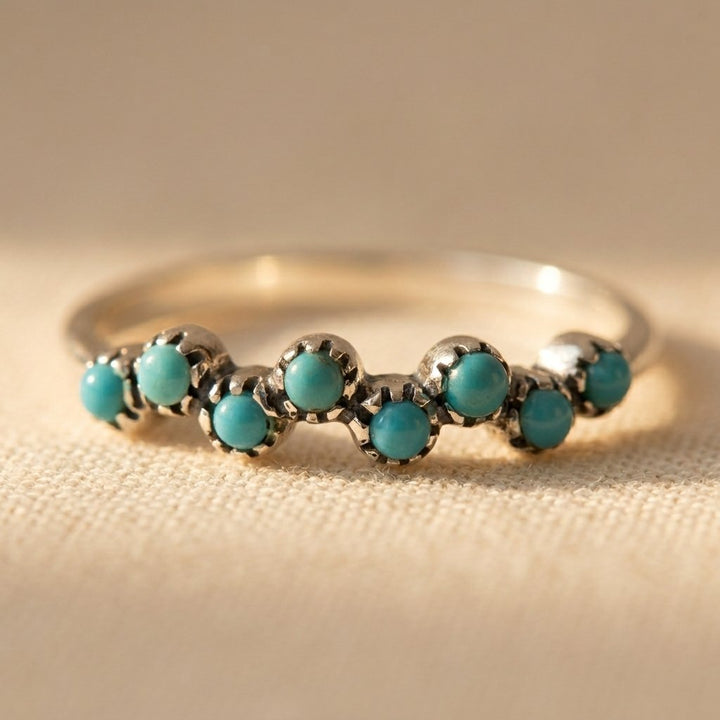 Anillo Fino Cuentas Turquesa